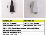 Lámpara De Pared LED 6W 10W IP65 Impermeable Aluminio Para Exterior Iluminación De Jardín Puerta Y Porche Luz Moderna Nórdica Interior 85-265V - details 3