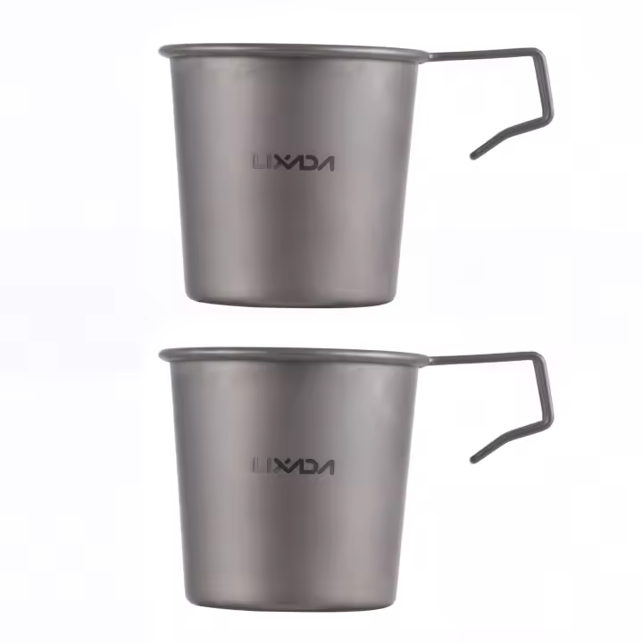 Lixada Taza De Camping De Titanio 220ml Ligera Para Senderismo Y BBQ Deporte Al Aire Libre Con Juego De Utensilios De Cocina - 1