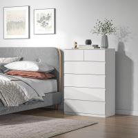 HOMCOM Cómoda 6 Cajones con Cierre Suave, Cómoda Dormitorio, Cajonera para Salón, Oficina, Estilo Moderno, 80x39x115 cm, Blanco - details 1