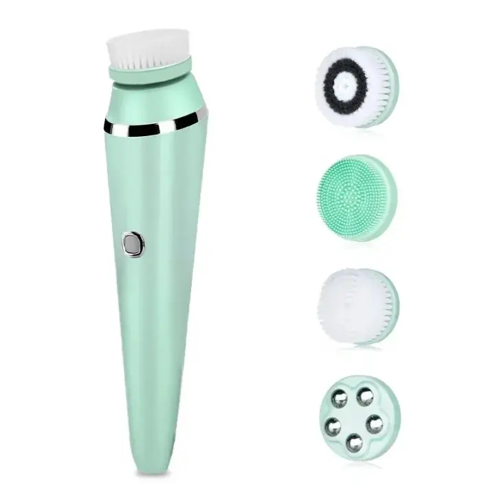 Cepillo de limpieza Facial eléctrico 4 en 1, herramienta de limpieza Facial recargable, impermeable, giratorio, limpiador de poros, máquina de piel Facial - 1