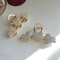 Pinza Para El Cabello De Metal Con Strass Y Perlas Corazones Grandes Para Niñas Pinza De Gran Tamaño Estilo Moda Decorativa Para Todas Las Estaciones - details 0