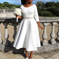 Vestido Elegante Para Mujer 2024 Moderno Cuello Redondo Manga Tres Cuartos Ajustado a La Cadera Vestido De Fiesta Cumpleaños Cena Boda Talla Grande - details 34