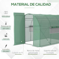 Outsunny Invernadero de Túnel 3x2x2 m con Puerta y Ventanas Función de Drenaje Invernadero de Jardín Grande con Cubierta de PE y Metal Galvanizado para Cultivos Plantas Verduras Verde - details 3