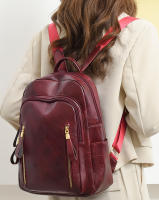 Mochila De Cuero Para Mujer 2024 Lujo Casual Vintage Con Bolsillos Internos Y Externos Cierre De Cremallera Bolsa Escolar Para Niñas - details 8