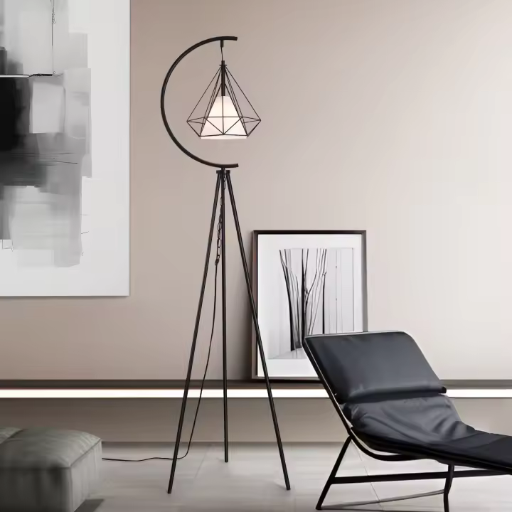 Lámpara de pie Austell metal 171 cm - Negro/Blanco [lux.pro] - 1