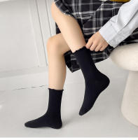 Calcetines De Mujer Estilo Coreano Nuevos De Color Sólido Kawaii Para Niñas Calcetines Transpirables De Alta Calidad Con Volante - details 7