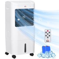 HOMCOM Enfriador de Aire Portátil 3 en 1 Climatizador Evaporativo Oscilante con 3 Velocidades Control Remoto Temporizador 7,5h Pantalla LED Tanque de Agua 15L Efecto 15-20 ㎡ 37x32x78 cm Blanco - details 0