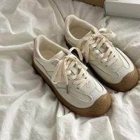 Zapatos De Entrenamiento Retro Para Mujer Nuevos Y Transpirables Color Blanco Casual Versátiles Con Cordones Material PU Cómodo Para Verano Oficina Lady - details 4