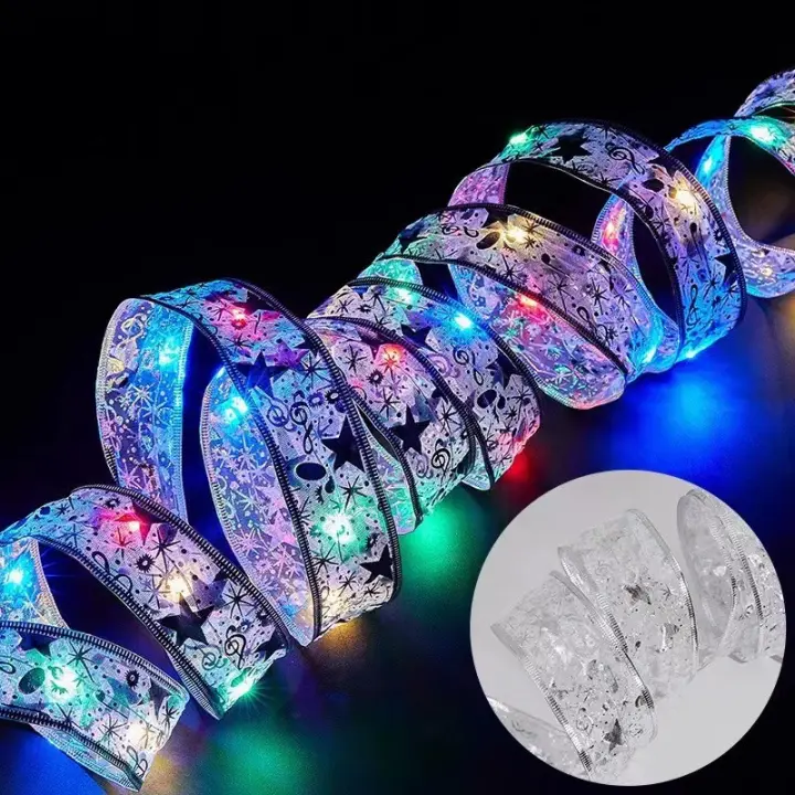 Cinta De Navidad Luminosa Con Lazo Dorado De 2-10M Luces De Hada Para Decoración De Árbol Y Regalos En Fiestas Y Hogar - 1