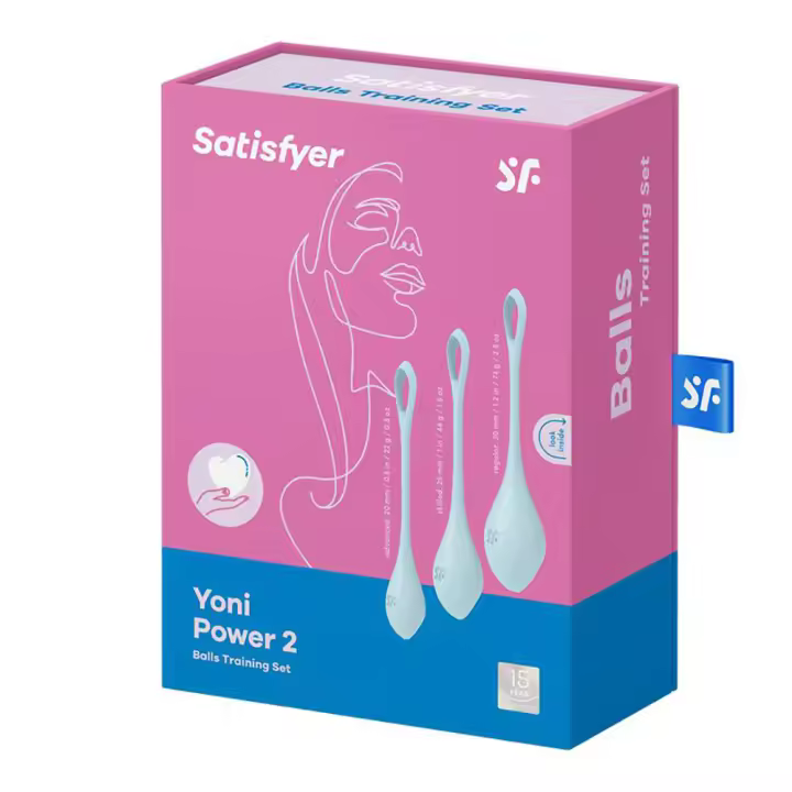 SATISFYER KIT 3 BOLAS ENTRENAMIENTO SUELO PÉLVICO YONI POWER 2 AZUL KEGEL JUGUETES SEXUALES - 1