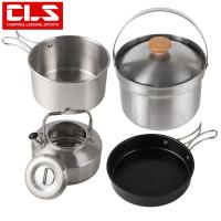 Nuevo Set De 4 Piezas De Olla De Acero Inoxidable Para Exteriores Conjunto De Cocina Familiar Portátil Para Picnic Y Camping Con Sopa Frito Al Vapor - details 0