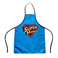 Dr. Troll Delantal Super Mamá con el fondo de color azul y escudo de superheroína - details 0