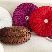 Almohada redonda de terciopelo con forma de rueda y diseño de flor de hielo para sofá, mesita de noche, ventana salediza, futón, almohada de calabaza - details 4