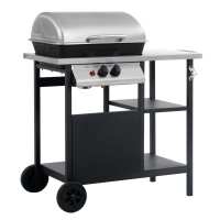 vidaXL Barbacoa Portátil Gas Mesita 3 Estantes Acero Plata BBQ Parrilla Color Negro y plateado,  Negro,  Plateado y mas - details 0