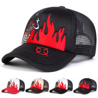 Gorro De Béisbol Unisex Con Bordado De Calavera Y Llama Ajustable Casual Para Primavera Y Verano Protección Solar - details 0