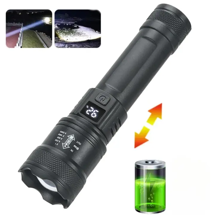 Linterna Telescopio LED Potente 9900LM Recargable USB Con Pantalla De Batería Luz Exterior Para Camping Pesca - 1