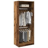 vidaXL Armario de madera de ingeniería 80x50x200 cm en color Negro/Marrón roble/Roble ahumado y más | almacenamiento funcional diseño moderno para baño dormitorio sala - details 7