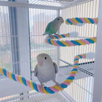 Juguete Para Aves De Compaña Sólido De Algodón Con Correa Elástica Para Periquitos Juguete De Masticar Y Subir En Jaula - details 1