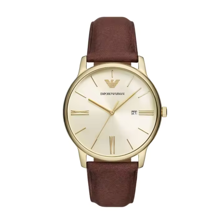 Emporio Armani Reloj LEATHER，BROWN，QUARTZ/3 HAND DATE AR11610 - 1