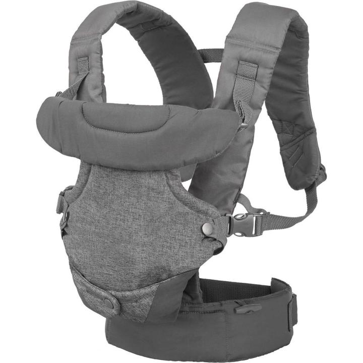 Portabebés 4 en 1 - Portabebés ergonómico - Portabebés - Bebé desde el nacimiento hasta los 2 años / hasta 18 kg - Cómodo y rápido con sistema de clic - Para abdomen, cadera y espalda - Fácilmente ajustable - Cómodo para padres e hijos - Gris