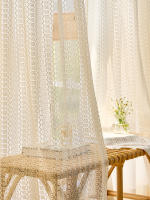 Cortina Japonesa De Tulle Transparente Con Diseño Geométrico Y Crochet Patrón Vacío Para Decoración Del Hogar Con Bolso De Percha - details 10
