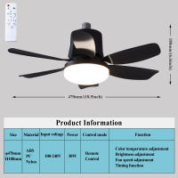 Pequeño VENTILADOR DE Techo de 18,5 pulgadas with Luz LED regulable, altavoz Bluetooth, 3 Colores, 3 Modos RGB, 3 velmode, E26 de Rosca, para dormitorio y Cocina. - details 6