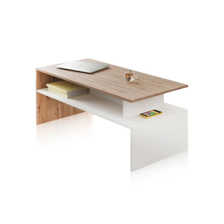 Duehome - Mesa de Centro Iris en Blanco Artik y Roble Nodi - 1