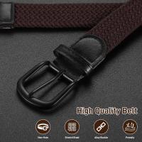 2 Piezas Cinturón Trenzado Elástico, Cinturón Hombre Con correa de Aleación para Jeans, Cinturón TejidoGolf para Hombres y Mujeres, Negro y Marrón3.5 * 110cm, Sin Agujas - details 2