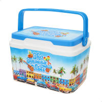 Aktive - Nevera rígida de playa 24L, con aislamiento de poliuretano superior, plástico resistente, mantiene el frío hasta 15h, tapa con cierre seguro, diseño vintage en tonos azulados, asa ergonómica para fácil transporte - details 3