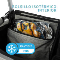 NQT Carrito de Compra Plegable Aluminio con Bolsa Térmica en Interior Impermeable con 2 Ruedas Desmontable - Carro del Mercado Capacidad 50 litros para Alimentos 96x35x24cm/ Gris - details 4