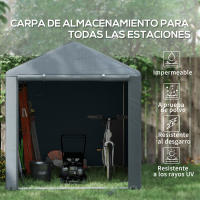 Outsunny Carpa para Herramientas Bicicletas y Motos 1,6x2,2x1,7 m Garaje Portátil con 2 Habitaciones Puerta con Cremallera Impermeable Anti-UV Cochera Portátil para Jardín Gris Oscuro - details 3