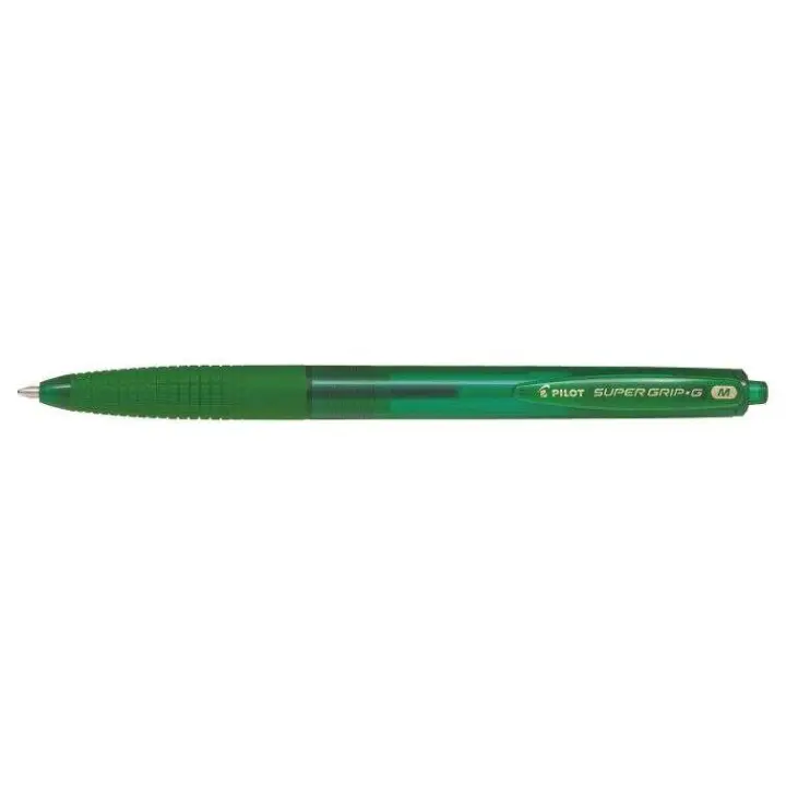 Bolígrafo Retractil Pilot Supergrip - Punta Redonda 1.0mm - Tinta de Aceite - Grip Ergonómico - Color Verde (12 Uds) - 1