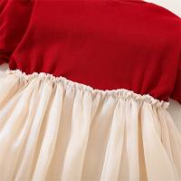 Vestido De Princesa Para Bebé Niña Con Panel Tejido Y Bolita De Lana Twilight Nube Bow Manga Corta Estilo Diario Preppy - details 12