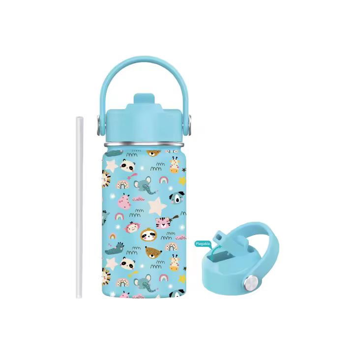 Botella de Agua para Niños de Acero Inoxidable 350ml (20 Diseños) - Térmica Reutilizable  Sin BPA  Mantiene 24H Frio / 12H Calor  Termo y Hermética - Doble Pared a Prueba de Fugas.Botellas. (TK350 1099 F6) - 1