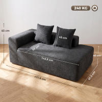 HOMCOM Sofá de 2 Plazas de Chenilla, Sofá de Salón, 2 Almohadas, Asiento con Muelles, No Requiere Montaje, para Dormitorio, Despacho, 171,5x91,5x83 cm, Gris Oscuro - details 2