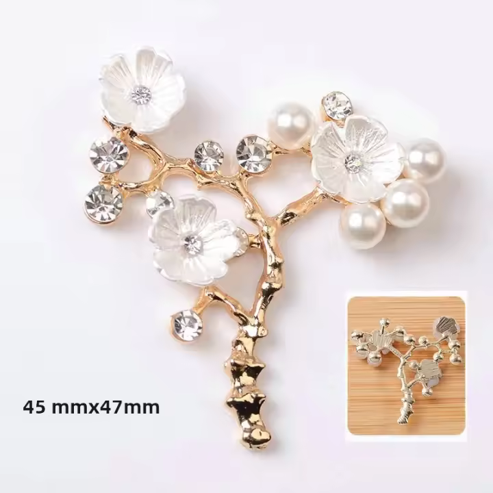 5Pcs Abalorios De Perlas Doradas Creativas Para Manualidades Joyería DIY Broche De Hoja Estilo Botón Accesorios Para Collares Y Aretes - 1