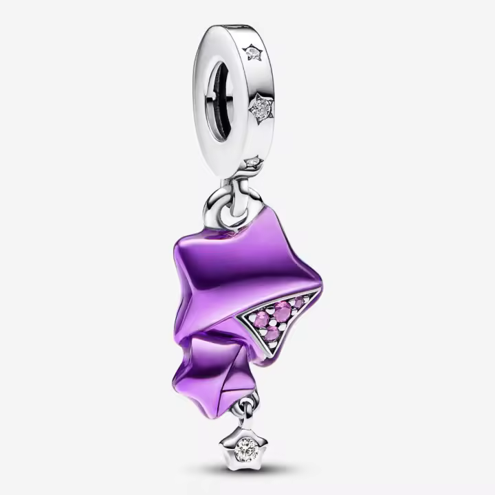 Pandora Charm de Colgante en Plata de Ley Serie Lucky Star Estrellas y Estrellas 792487C01，Incluye Caja Original - 1