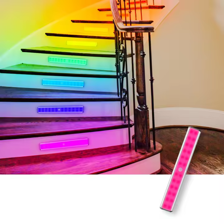 LEPOTEC 1pc 24LED Luz De Armario Inalámbrica Recargable Con Sensor De Movimiento RGB Para Cocina Dormitorio Hotel Bar Game Room - 1