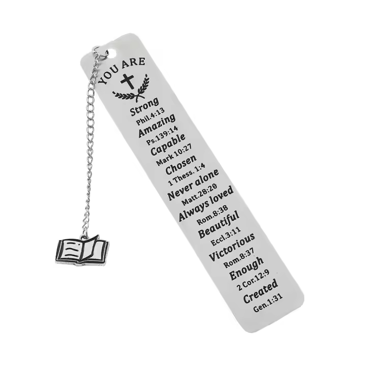 Marcadores De Páginas De Acero Inoxidable Con Cruz Engrava Letras Religión Trenzas Jesús Herramienta De Lectura Para Libros Enthusiasts - 1