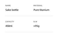 Botella De Sake De Titanio Tiartisan 450ml Estilo Japonés Portátil Para Camping Y Exteriores Copa De Vino Drinkware - details 10