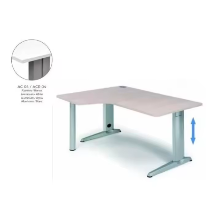 MESA DE ROCADA METAL ADJUST EN FORMA DE L IZQUIERDA 180X120CM COLOR BLANCO - 1