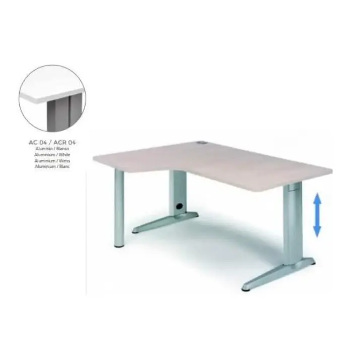 MESA DE ROCADA METAL ADJUST EN FORMA DE L IZQUIERDA 180X120CM COLOR BLANCO - 1