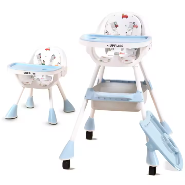 JUPPLIES Tronas de Bebe - Trona de Bebe Evolutiva 2 en 1 con Doble Bandeja y Arnés con 5 Puntos - Silla de Comer Portatil para Bebe hasta 30kg - High Chair Cadeira Bebe Refeições - 1
