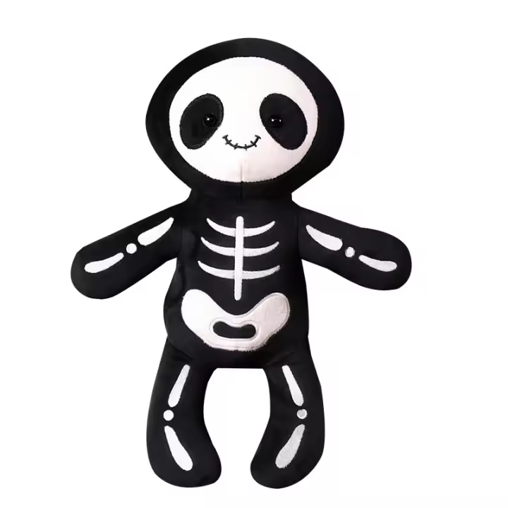 Lindo Esqueleto de Plush de 12 pulgadas, Diseño de Calavera, ideal para Navidad, Halloween, Gift de cumpleaños para niños, color Negro. - 1