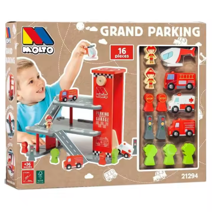 LOUM By Molto Luce - Parking Infantil de Coches - Garaje de Madera de Emergencia - 3 Pisos - 1