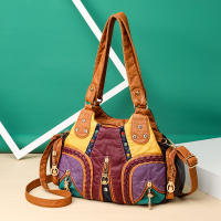 Bolso De Hombro Vintage Yogodlns Para Mujer En Cuero PU Suave Gran Capacidad Bolso De Mano Moda Con Manija De Color Stitching - details 15