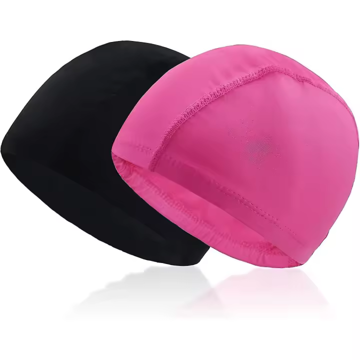 Gorra Natación Adultos - Poliéster - Negro+Rosa - Pack 2 - 1