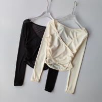 Camiseta Deportiva De Hombros Con Cuello V Malla Transpirable Prati Yoga Ropa De Entrenamiento Fitness Para Correr Top De Manga Larga Para Mujer - details 6