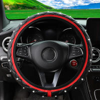 Cubierta De Volante De Coche De Cuero PU Con Diamantes Bordados Estéreo Para 14.5-15 Pulgadas Suministros Automotrices Brillantes - details 2