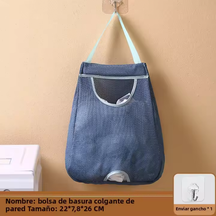 Caja De Almacenamiento Para Sacos De Basura Colgante En La Pared Bolsa De Malla Lavable Porta Bolsas De Plástico Dispensador Para Cocina - 1